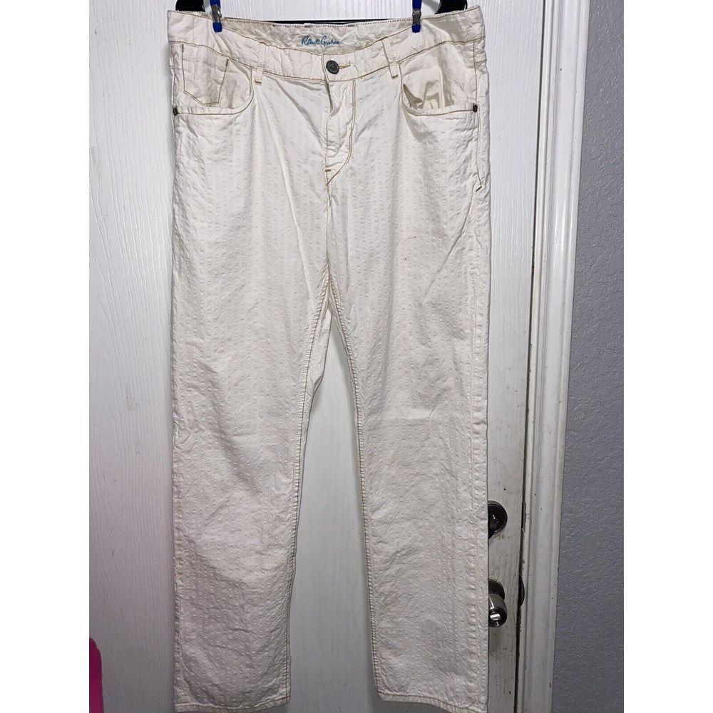 Robert Graham Jeans Classic Yates Mens Pants‎ Size 36/32 Off White/Ivory